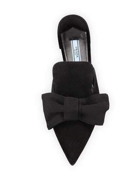 prada bow mules flat